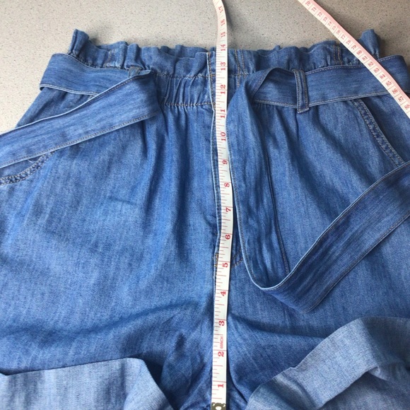 H&M High waist tie chambray denim shorts size 6 - Picture 8 of 11